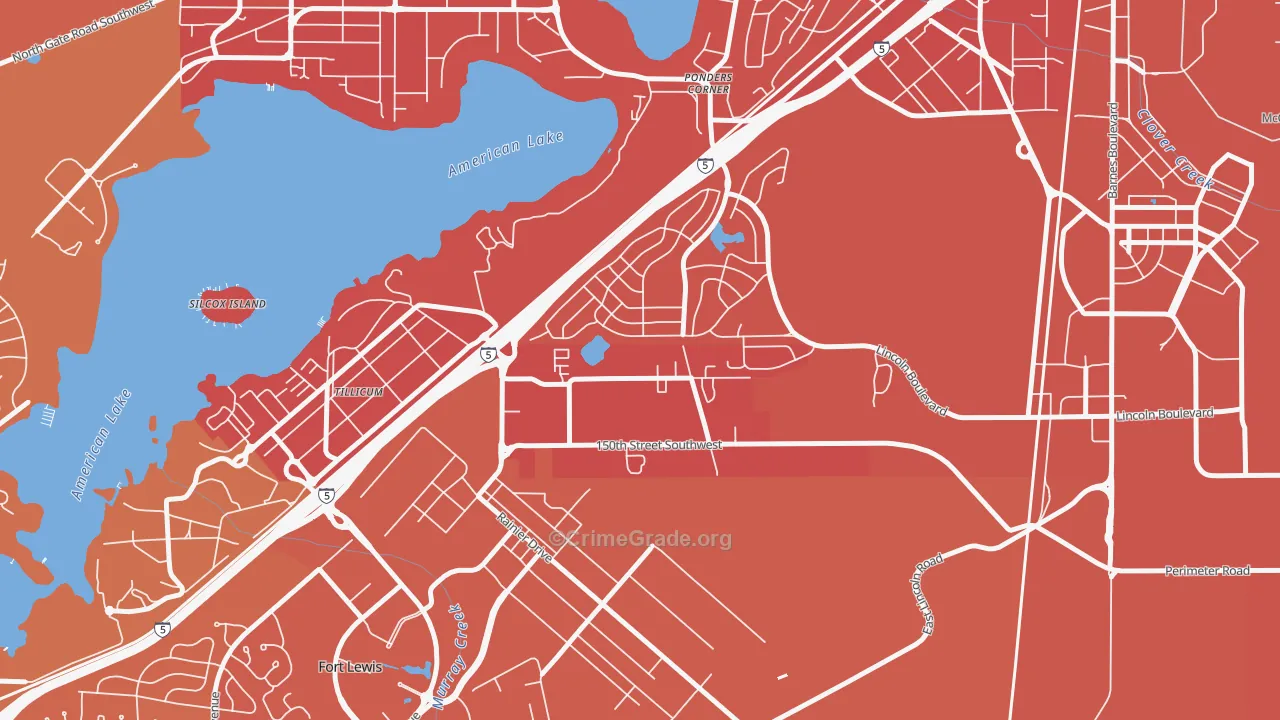 Woodbrook, Lakewood, WA Map of Vehicle Theft Rates