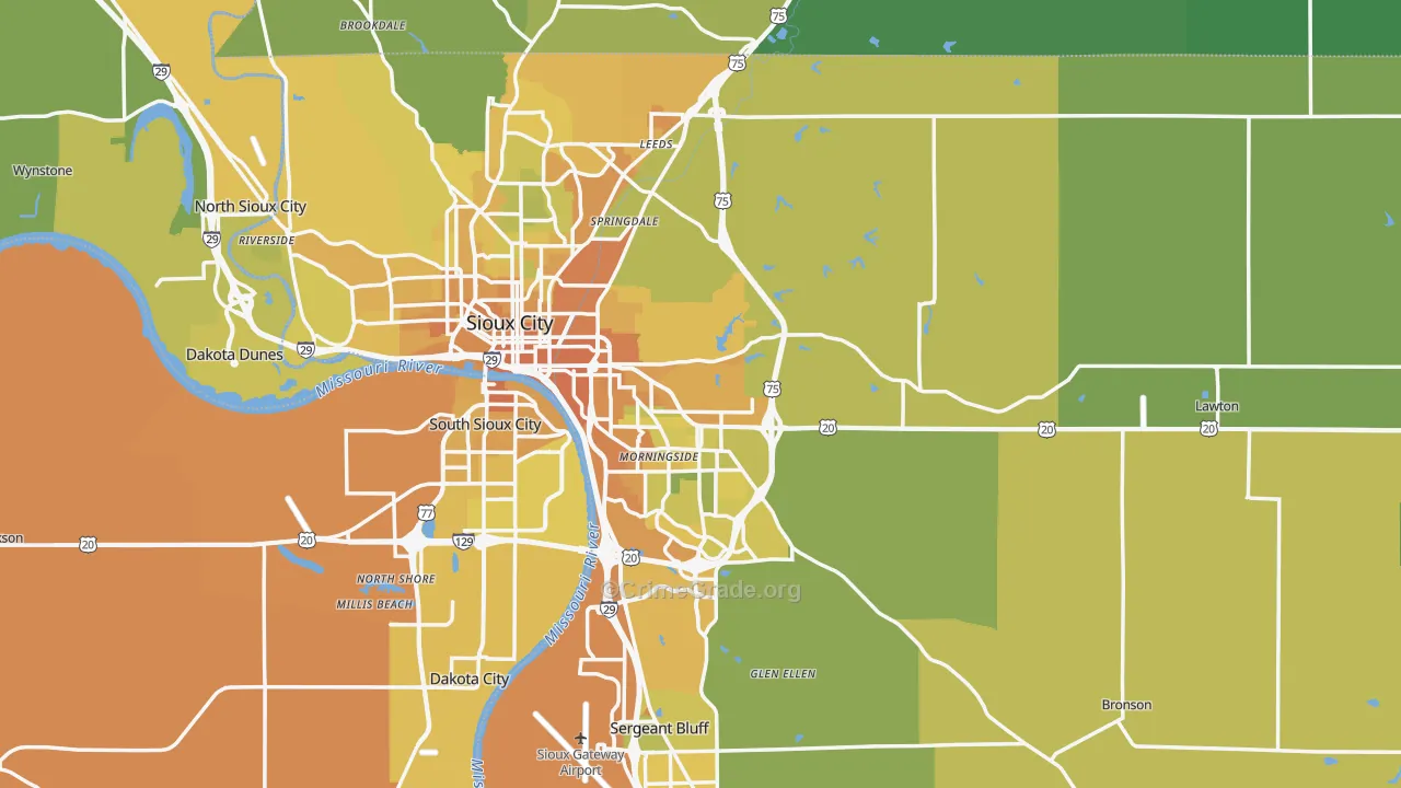 Woodbury County, IA Map of Vehicle Theft Rates