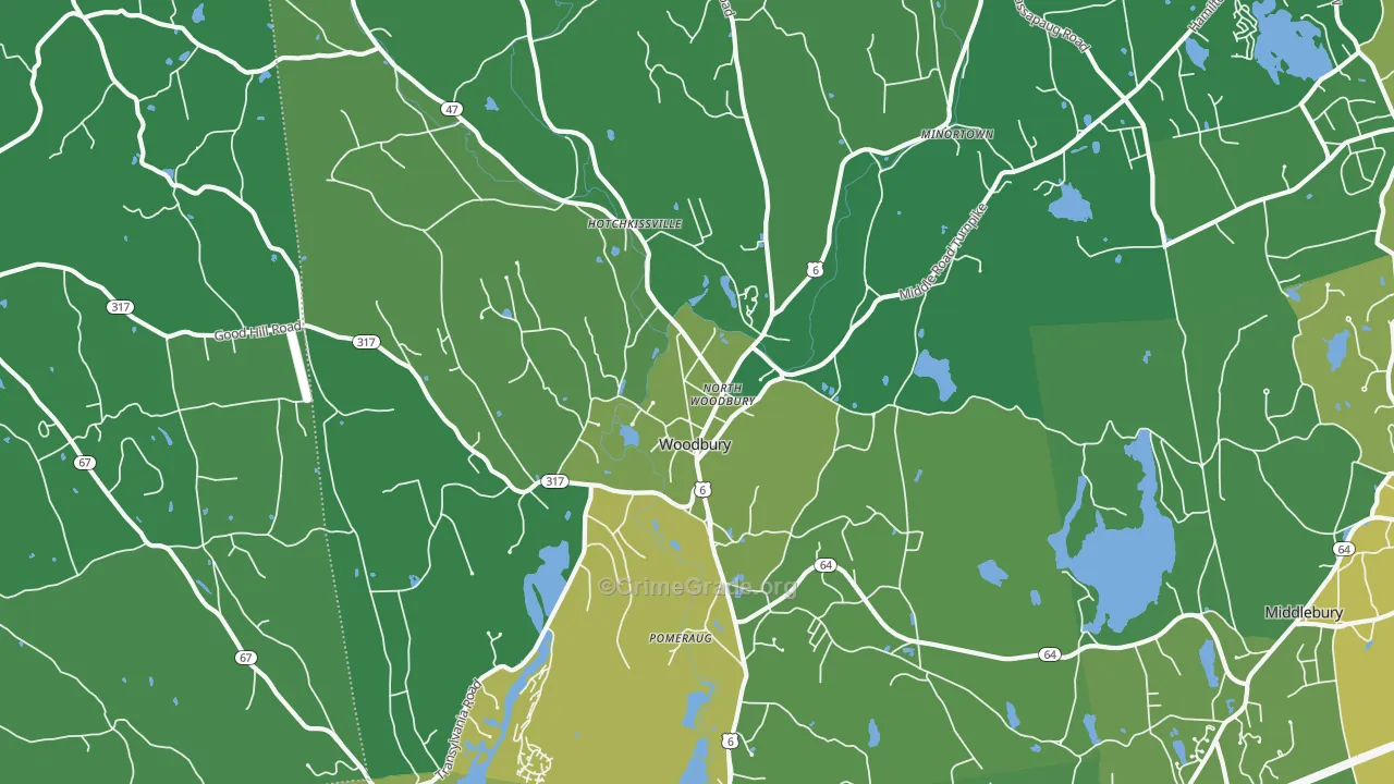 Woodbury, CT Map of Vehicle Theft Rates