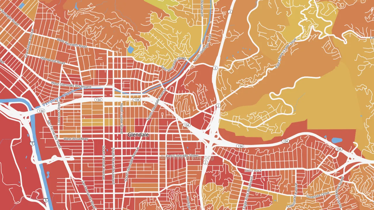 Woodbury-Glendale, Glendale, CA Map of Vehicle Theft Rates