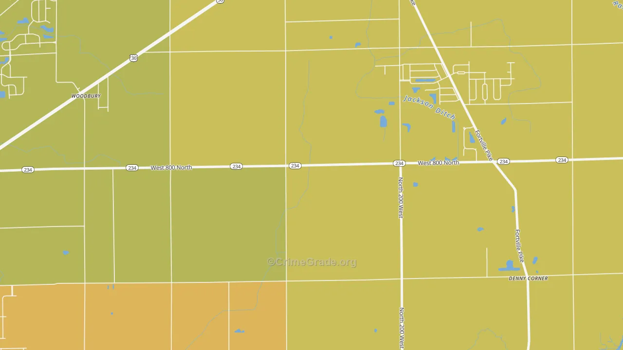 Woodbury, IN Map of Vehicle Theft Rates