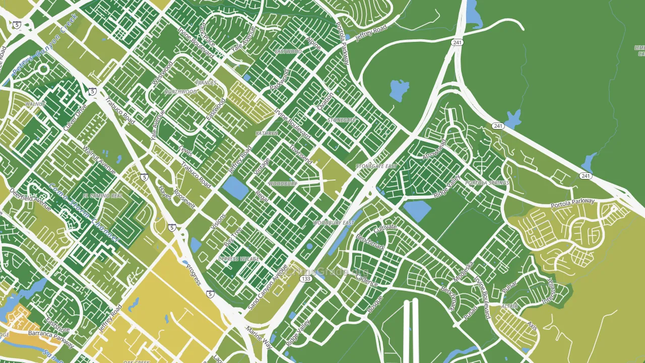 Woodbury, Irvine, CA Map of Vehicle Theft Rates