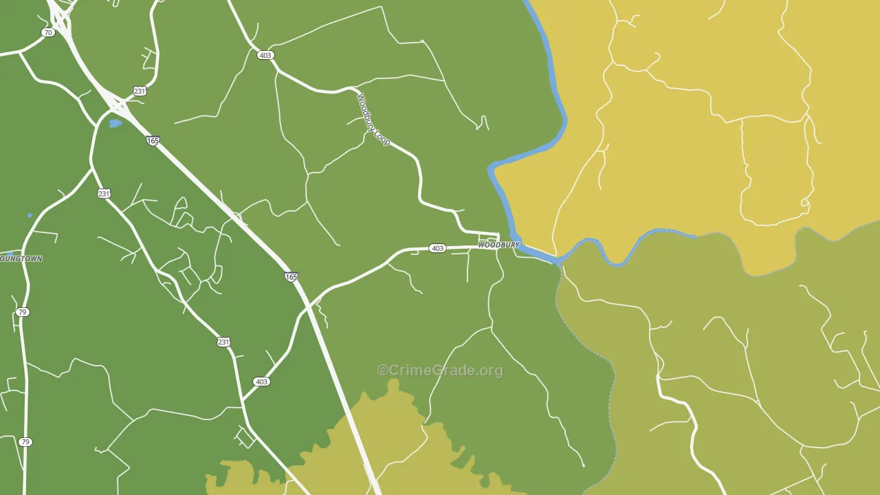 Woodbury, KY Map of Vehicle Theft Rates
