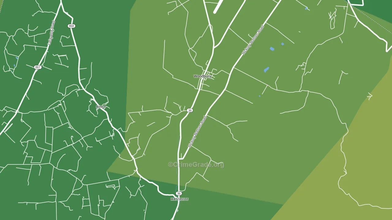 Woodbury, PA Map of Vehicle Theft Rates
