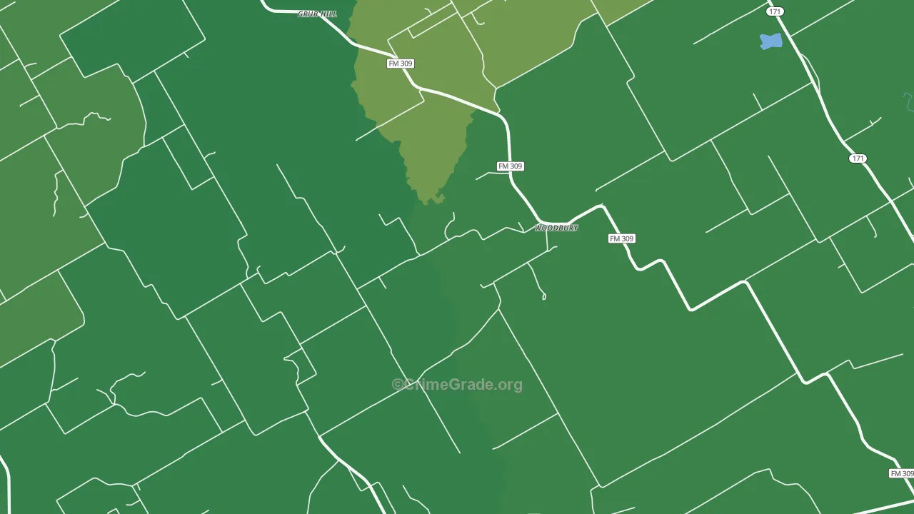 Woodbury, TX Map of Vehicle Theft Rates