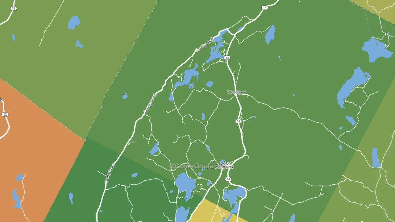 Woodbury, VT Map of Vehicle Theft Rates