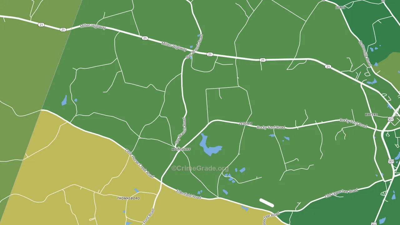 Woodcliff, GA Map of Vehicle Theft Rates