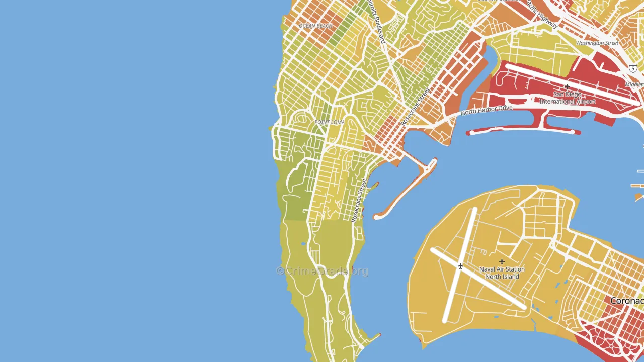 Wooded Area, San Diego, CA Map of Vehicle Theft Rates