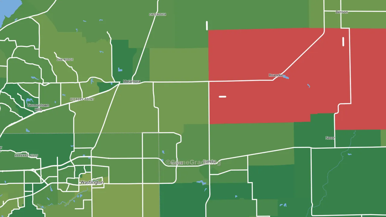 Woodford County, IL Map of Vehicle Theft Rates