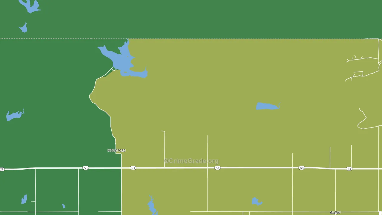 Woodford, OK Map of Vehicle Theft Rates