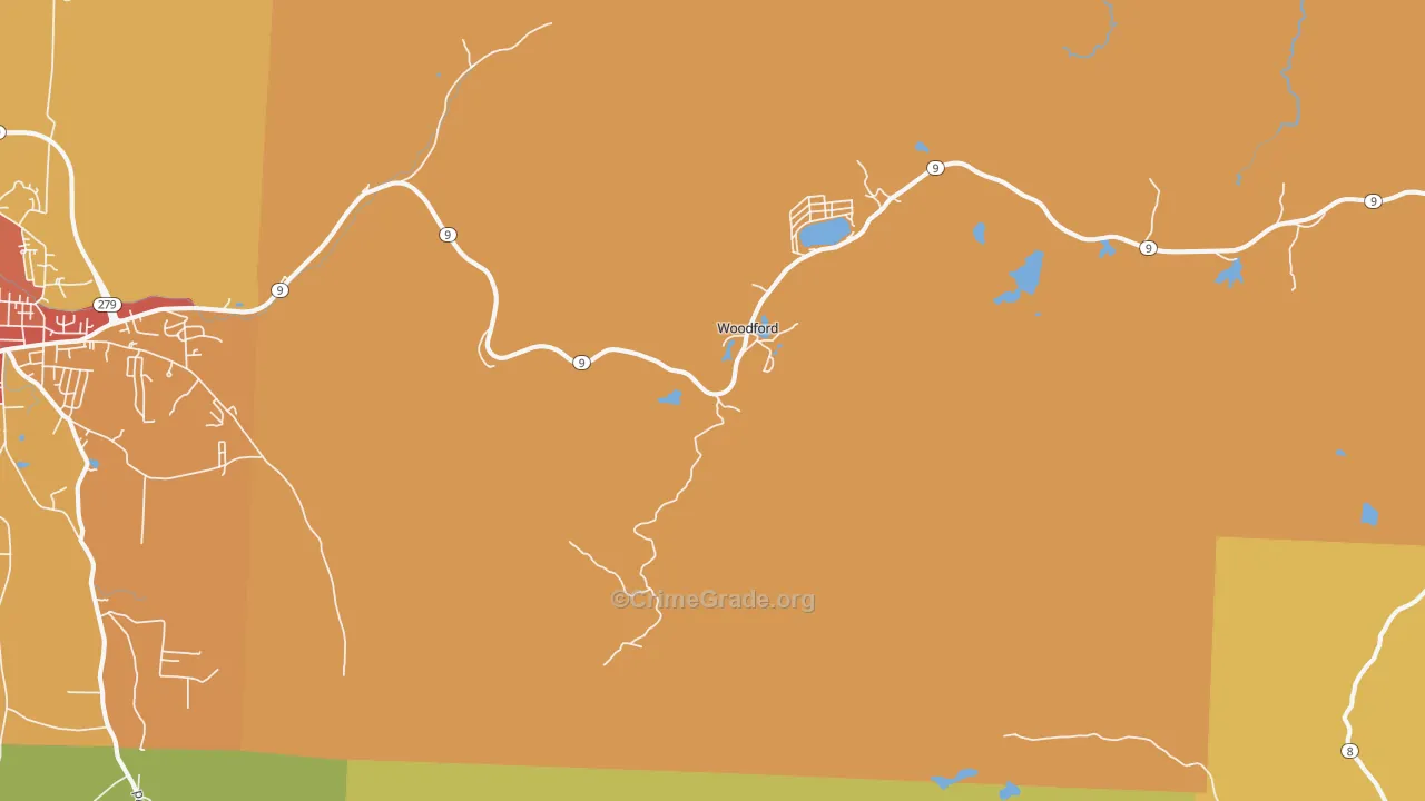 Woodford, VT Map of Vehicle Theft Rates