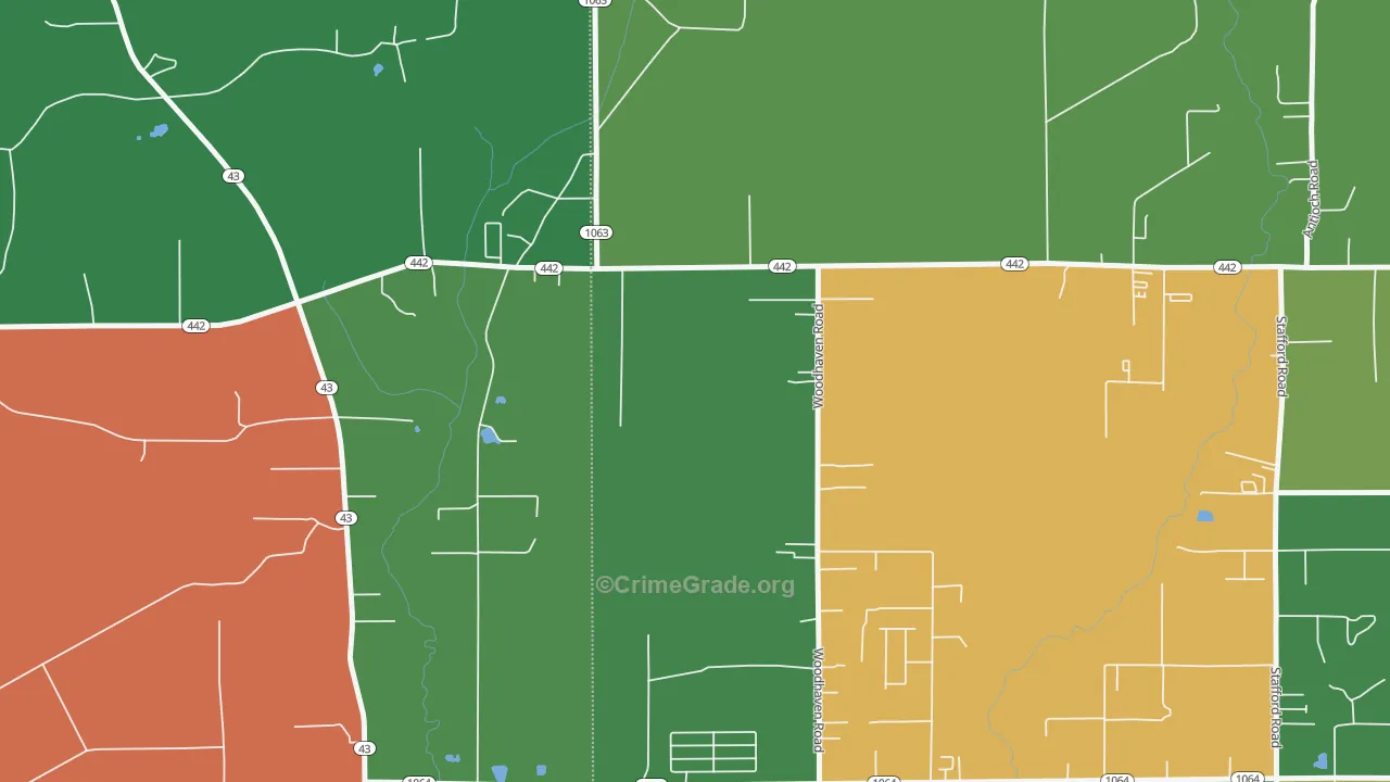 Woodhaven, LA Map of Vehicle Theft Rates