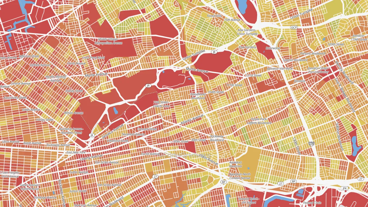 Woodhaven, Queens, NY Map of Vehicle Theft Rates