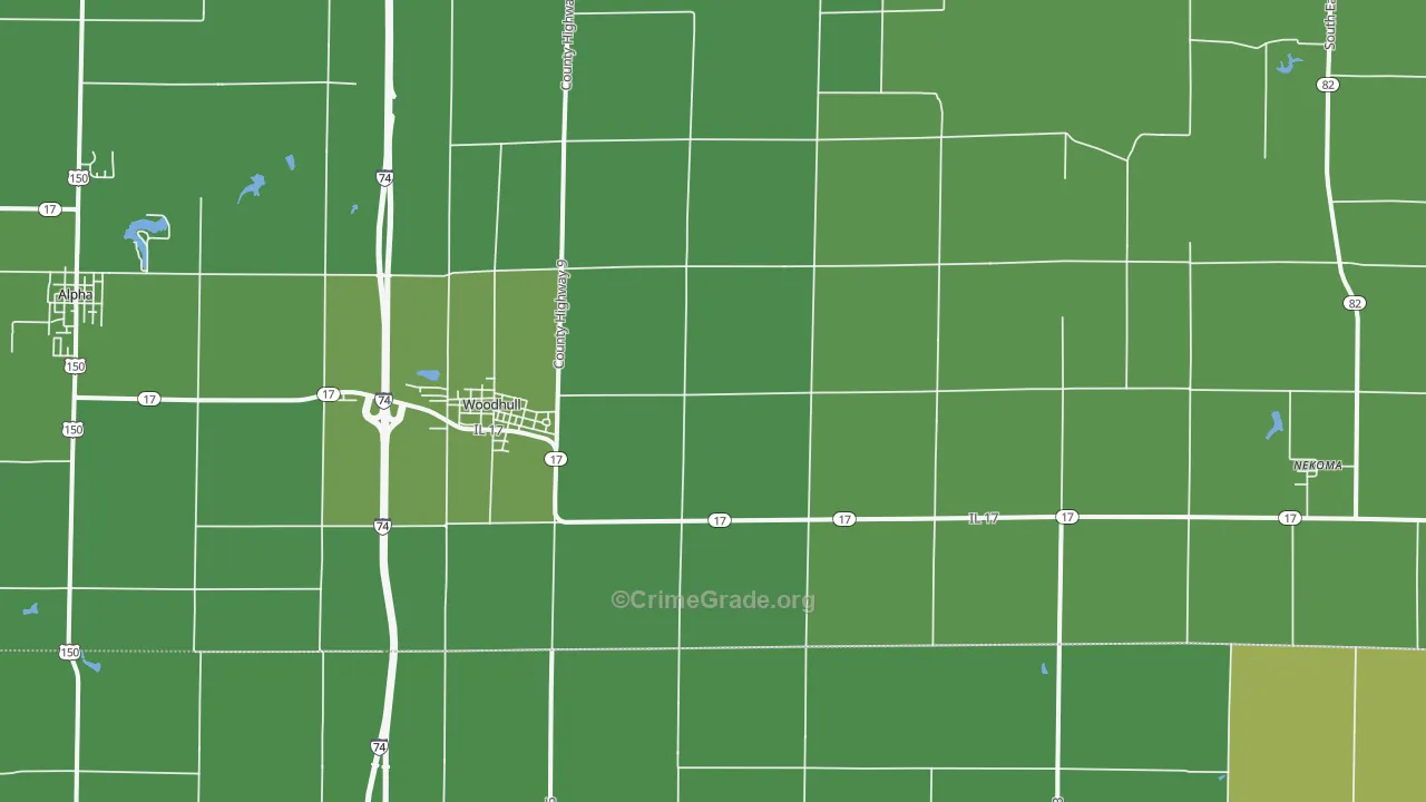 Woodhull, IL Map of Vehicle Theft Rates
