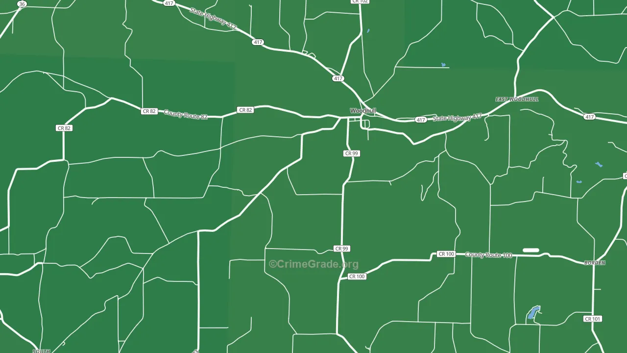 Woodhull, NY Map of Vehicle Theft Rates