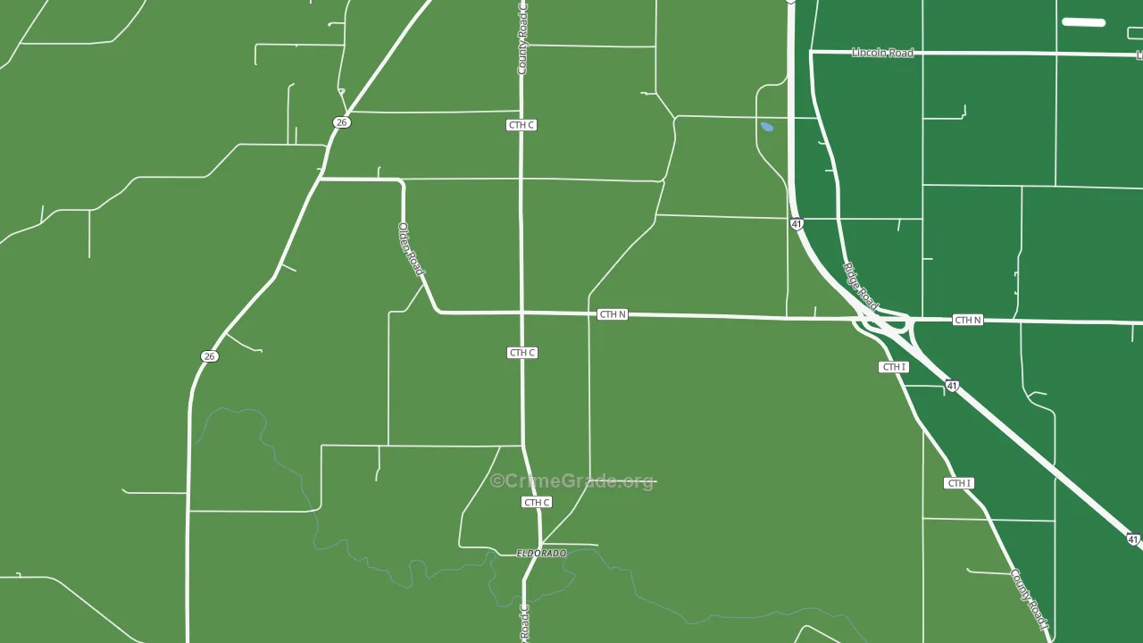 Woodhull, WI Map of Vehicle Theft Rates