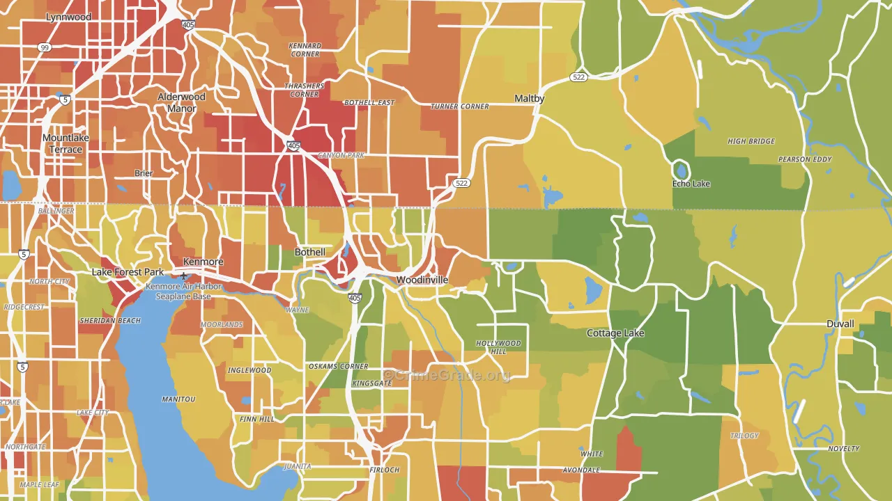 Woodinville, WA Map of Vehicle Theft Rates