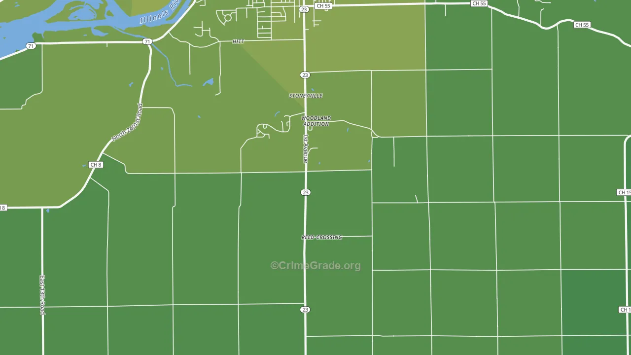 Woodland Addition, IL Map of Vehicle Theft Rates