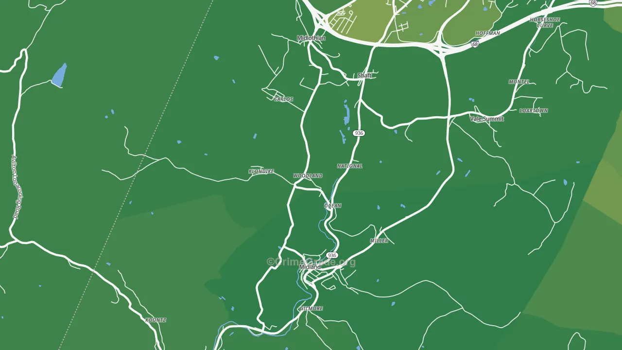 Woodland, MD Map of Vehicle Theft Rates
