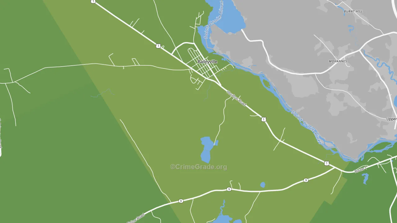 Woodland, ME Map of Vehicle Theft Rates