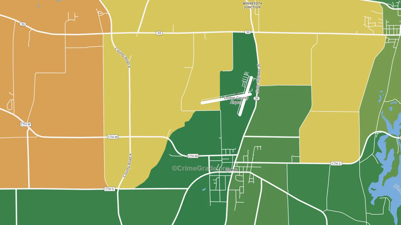 Woodland, WI Map of Vehicle Theft Rates