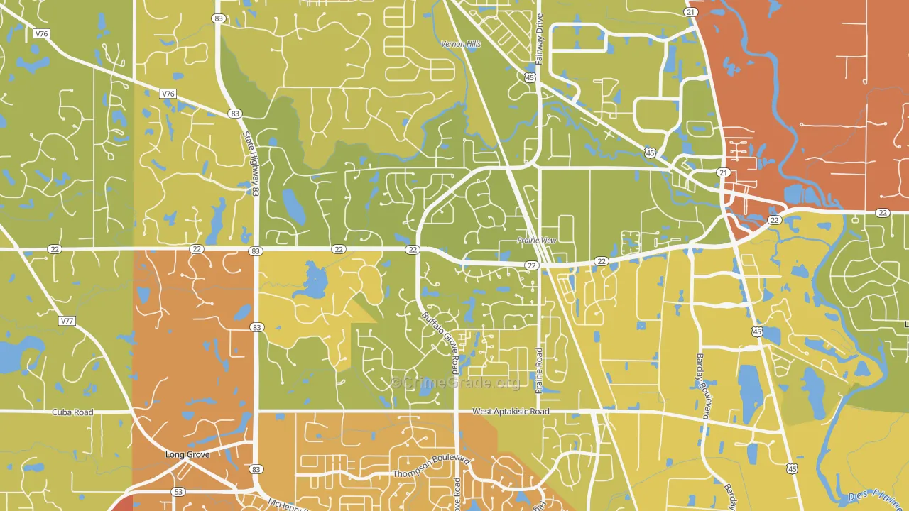 Woodlands at Fiore, Buffalo Grove, IL Map of Vehicle Theft Rates
