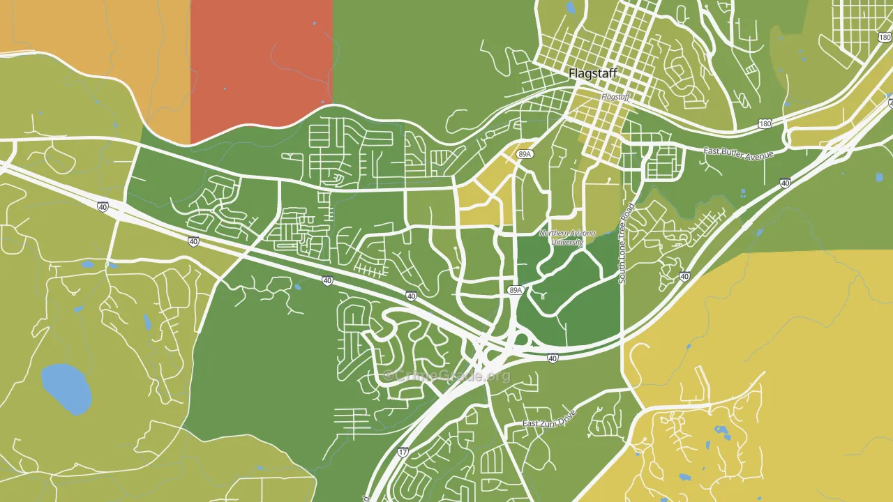 Woodlands Village, Flagstaff, AZ Map of Vehicle Theft Rates