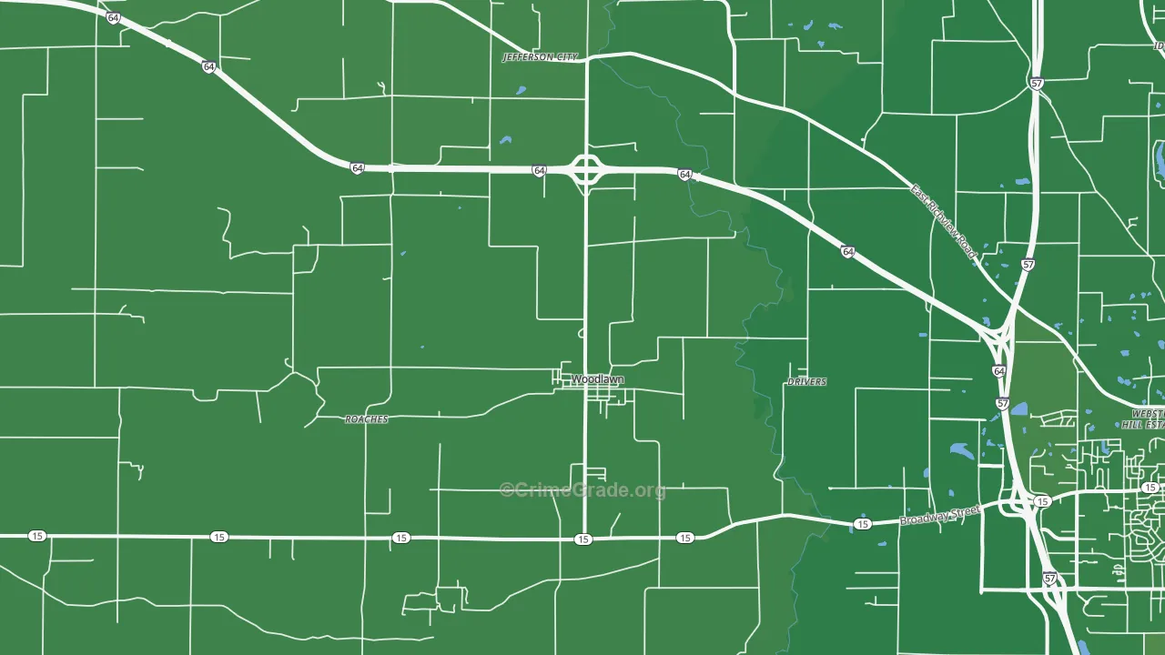 Woodlawn, IL Map of Vehicle Theft Rates