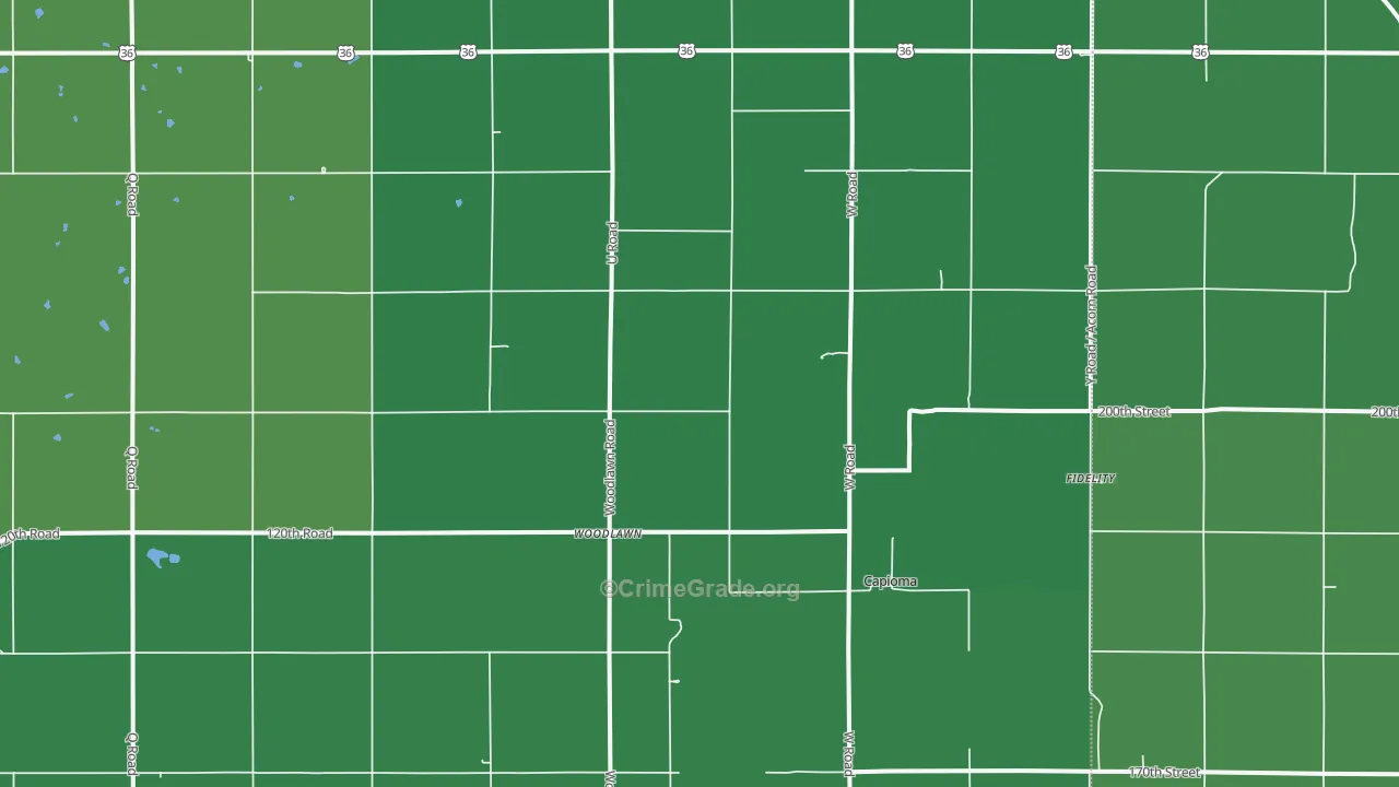 Woodlawn, KS Map of Vehicle Theft Rates
