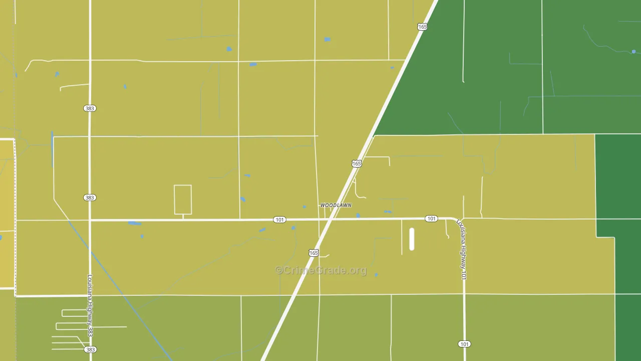 Woodlawn, LA Map of Vehicle Theft Rates
