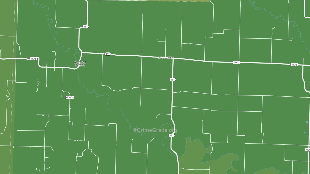 Woodlawn, MO Map of Vehicle Theft Rates