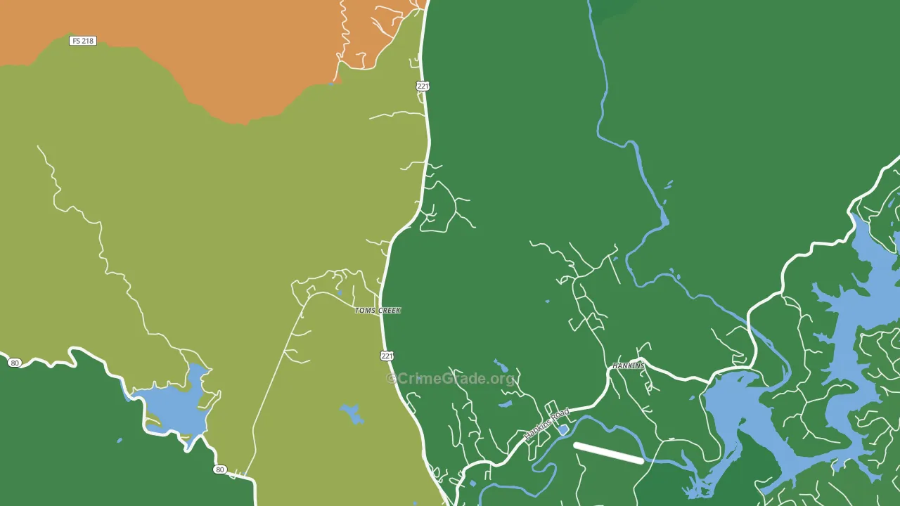 Woodlawn, NC Map of Vehicle Theft Rates