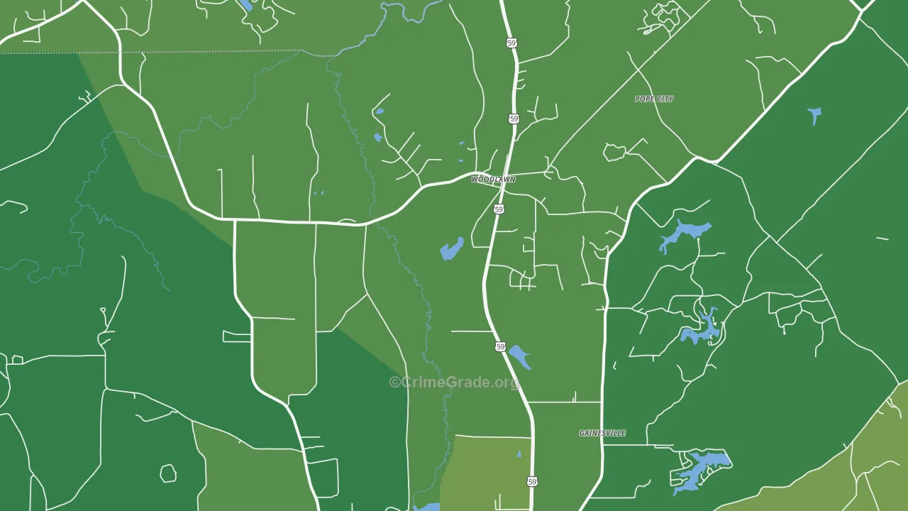 Woodlawn, TX Map of Vehicle Theft Rates