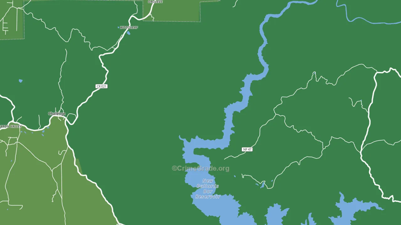 Woodleaf, CA Map of Vehicle Theft Rates