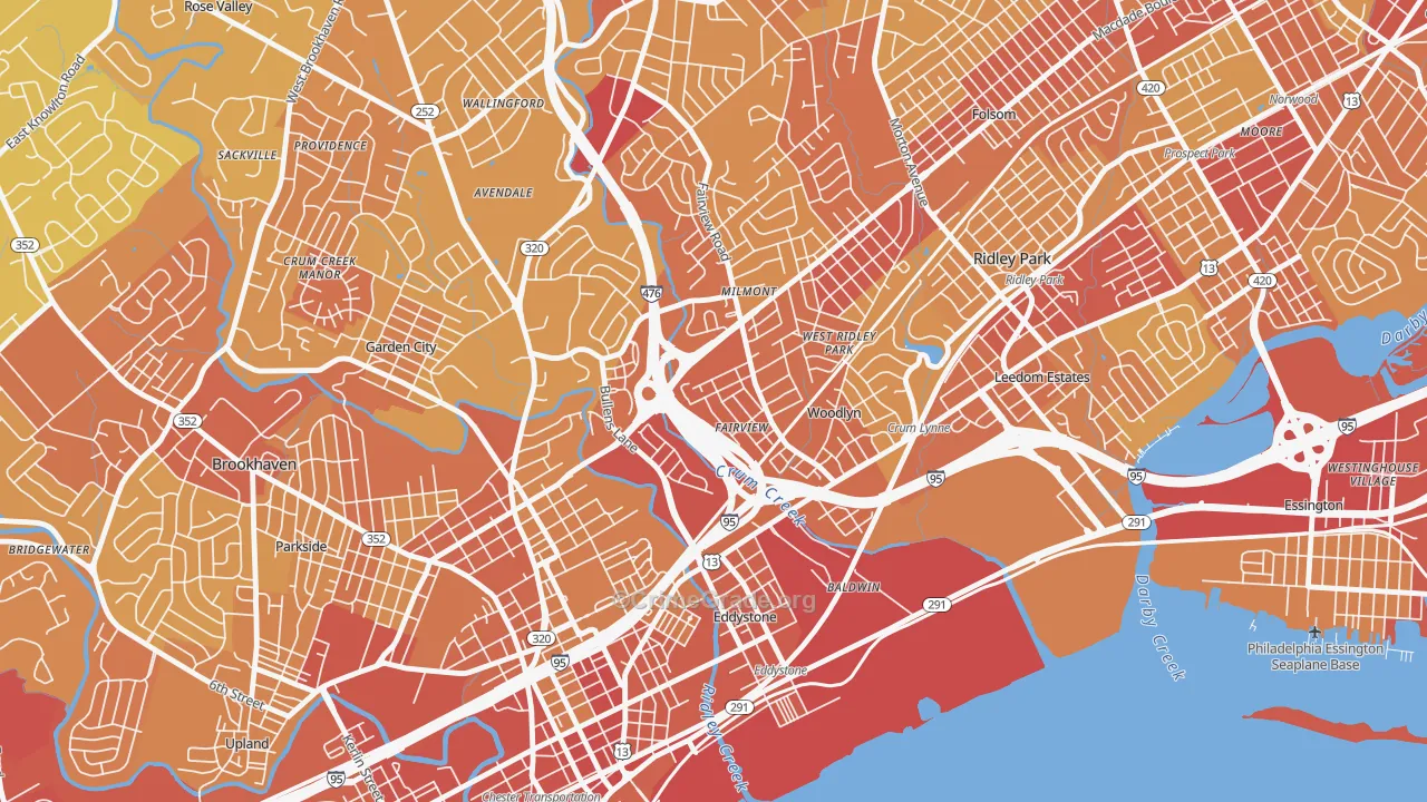 Woodlyn, PA Map of Vehicle Theft Rates