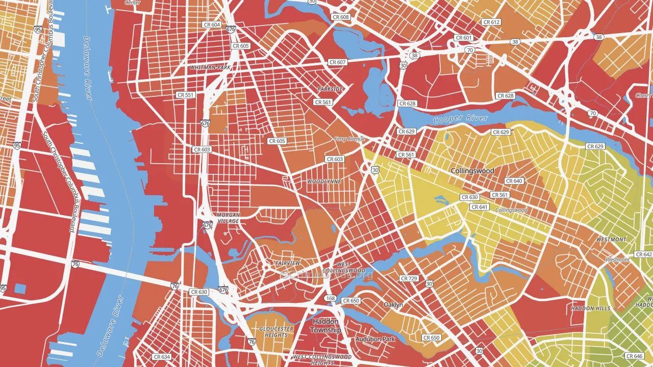 Woodlynne, NJ Map of Vehicle Theft Rates