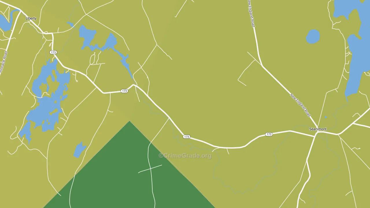 Woodmans Mills, ME Map of Vehicle Theft Rates