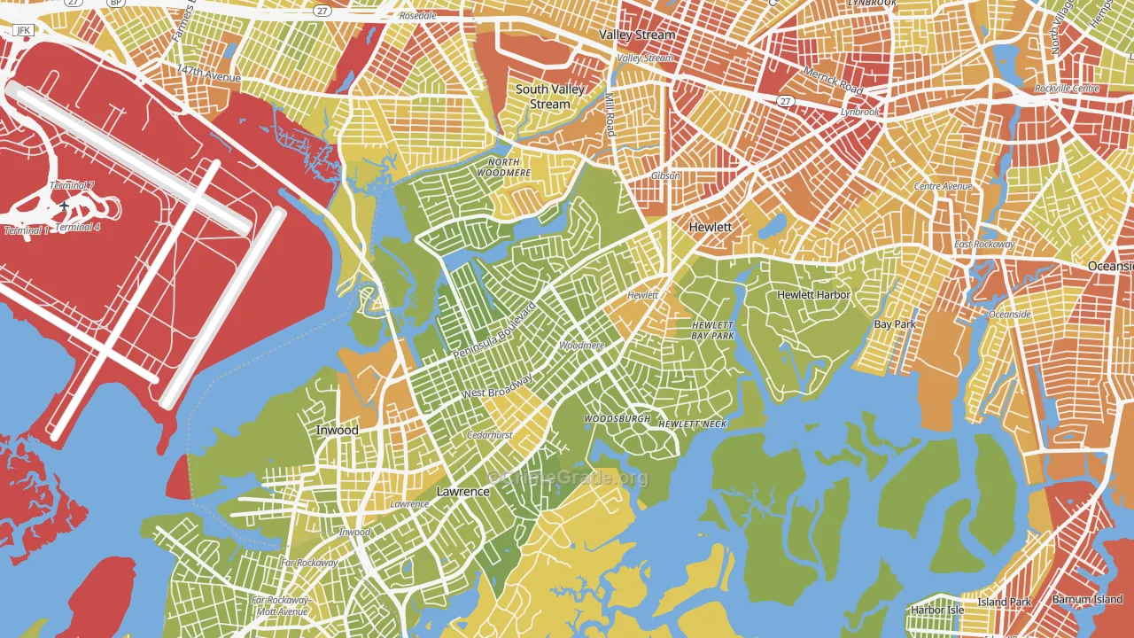 Woodmere, NY Map of Vehicle Theft Rates