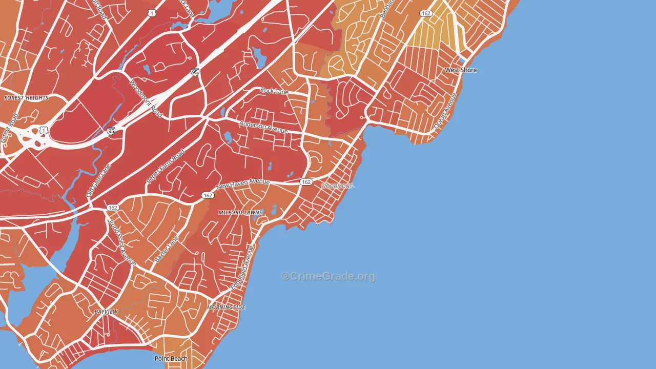 Woodmont, CT Map of Vehicle Theft Rates