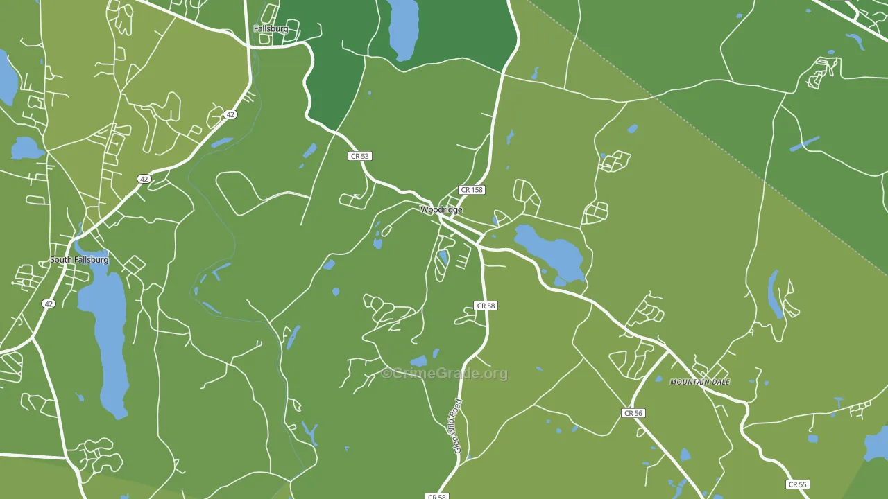 Woodridge, NY Map of Vehicle Theft Rates
