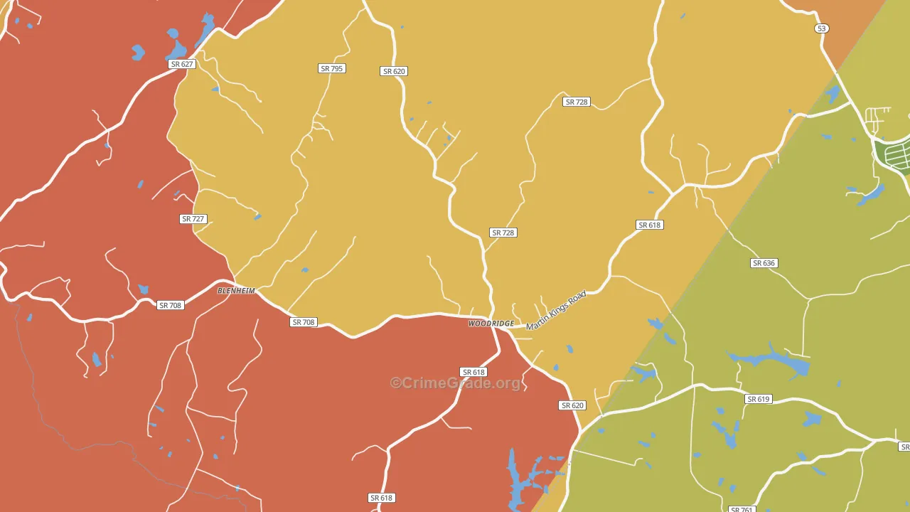 Woodridge, VA Map of Vehicle Theft Rates