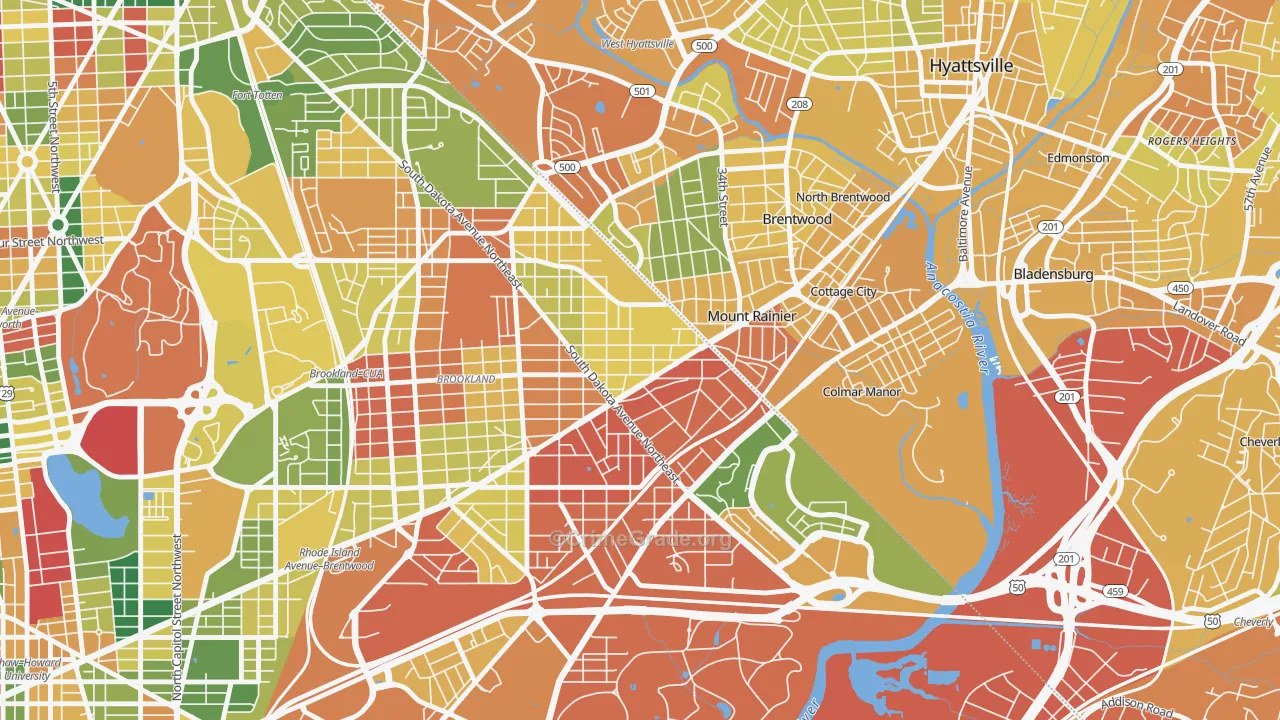 Woodridge, Washington, DC Map of Vehicle Theft Rates