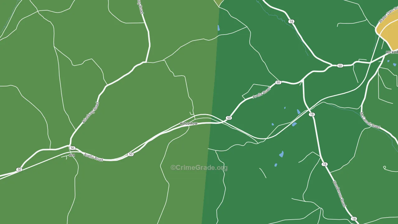 Woodrow, PA Map of Vehicle Theft Rates