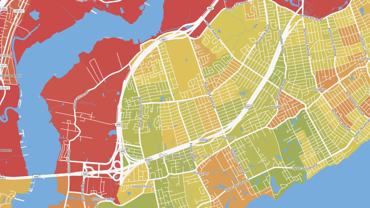 Woodrow, Staten Island, NY Map of Vehicle Theft Rates
