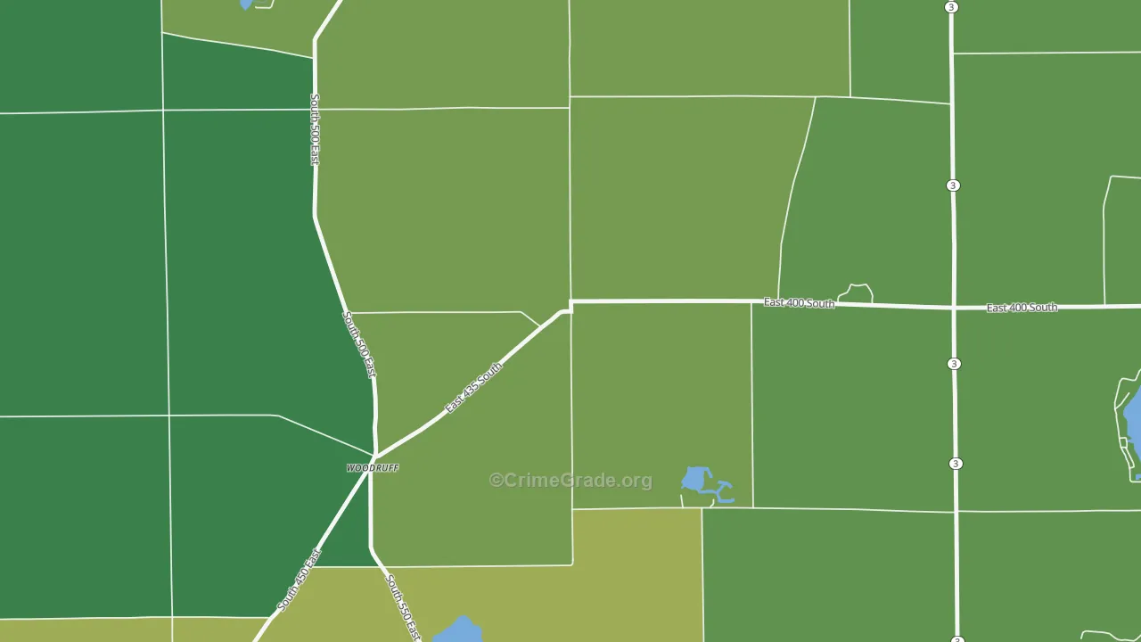 Woodruff, IN Map of Vehicle Theft Rates