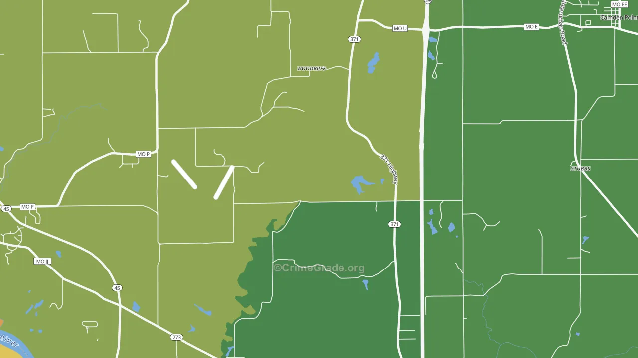 Woodruff, MO Map of Vehicle Theft Rates