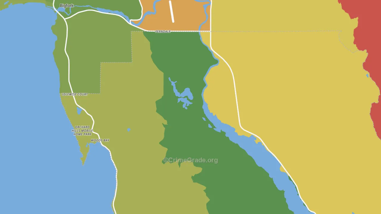 Woods Bay, MT Map of Vehicle Theft Rates