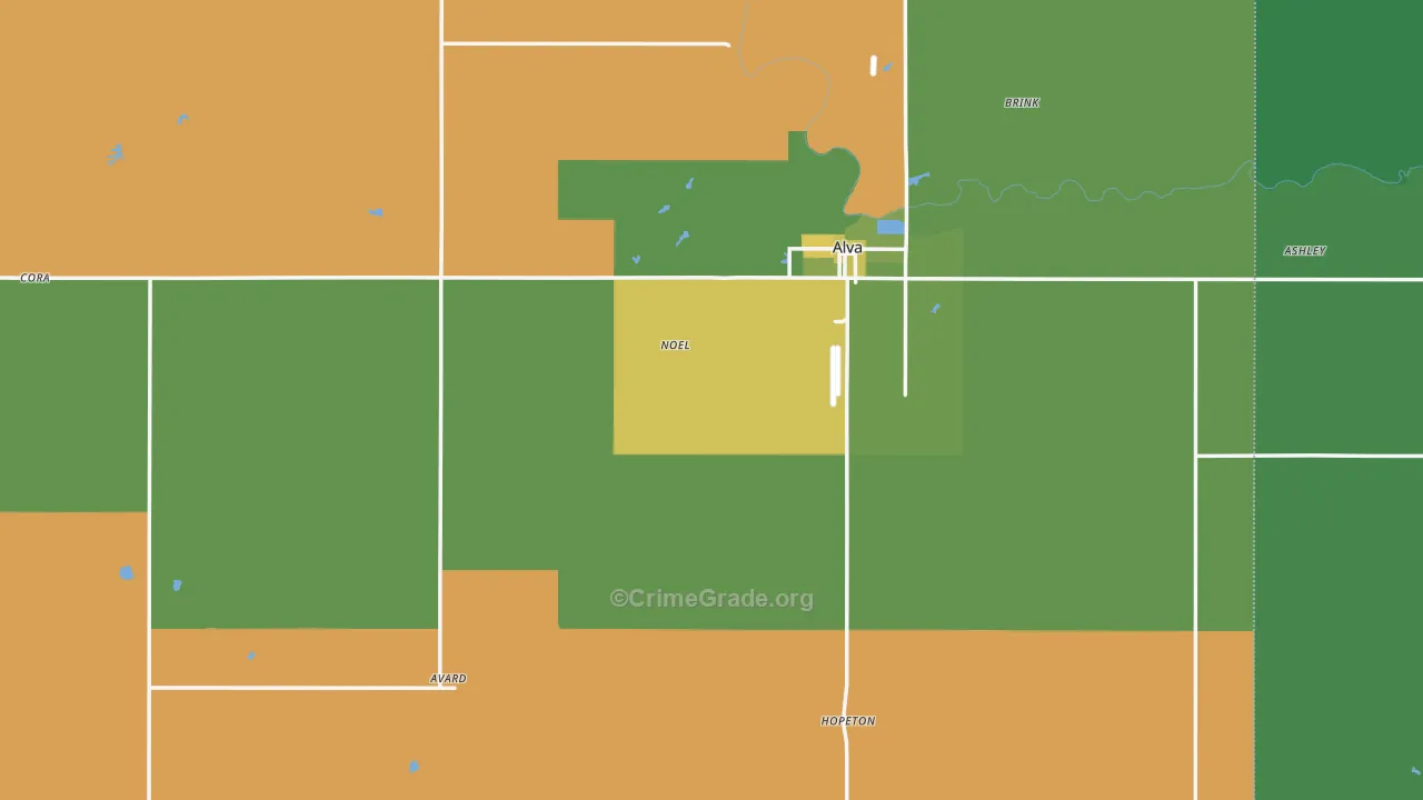 Woods County, OK Map of Vehicle Theft Rates