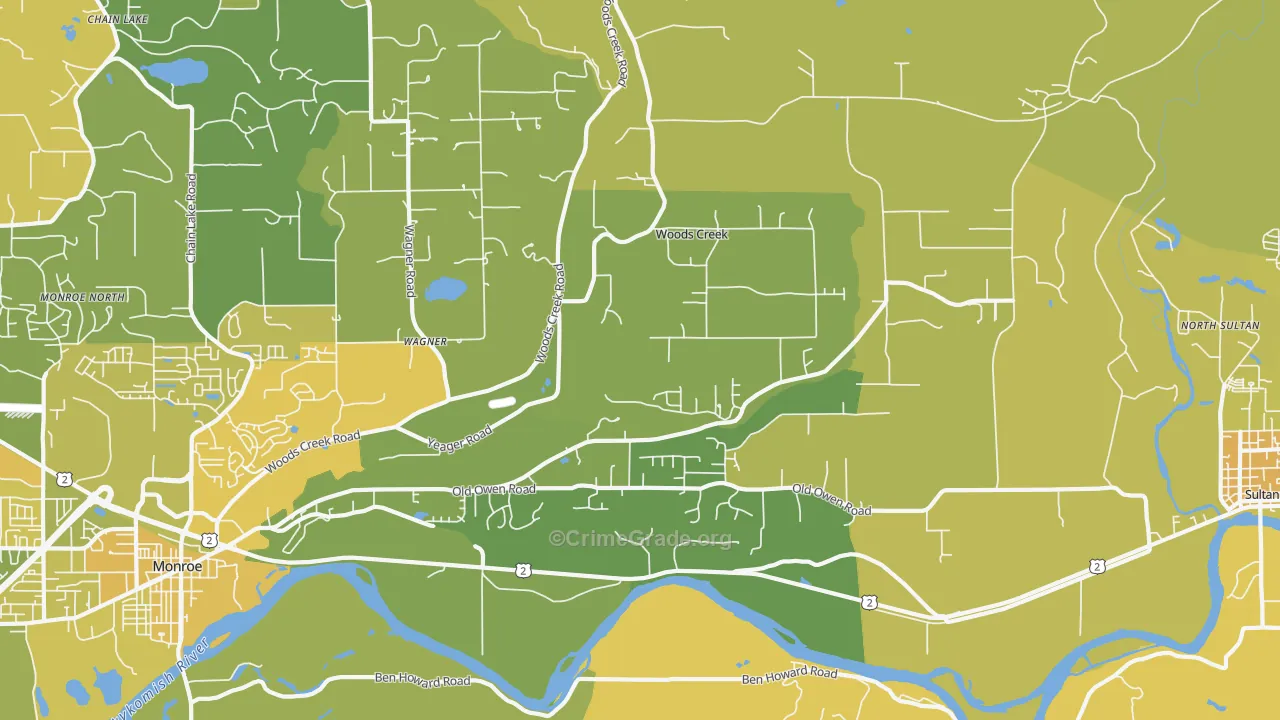 Woods Creek, WA Map of Vehicle Theft Rates