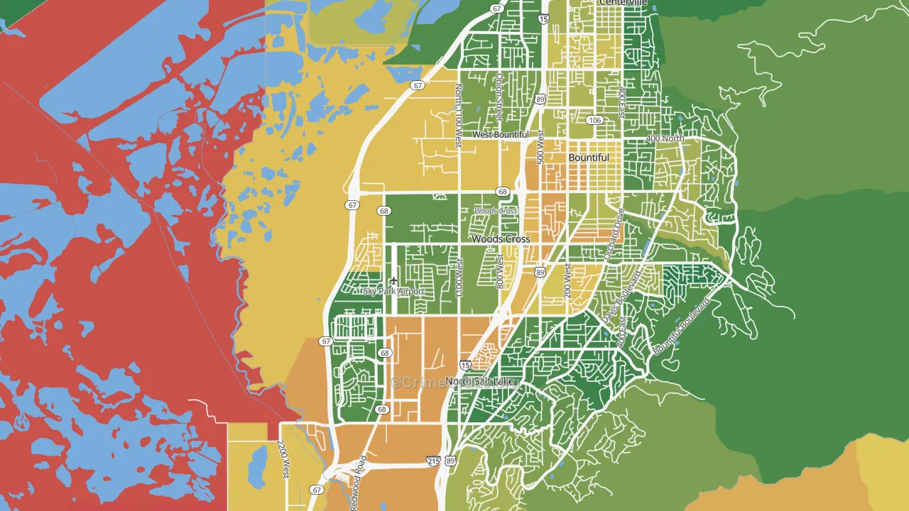 Woods Cross, UT Map of Vehicle Theft Rates